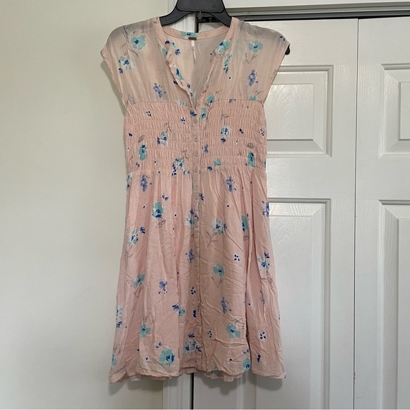 Free People Dress Sleeveless Pink Elastic Waist Size Small - Picture 1 of 7
